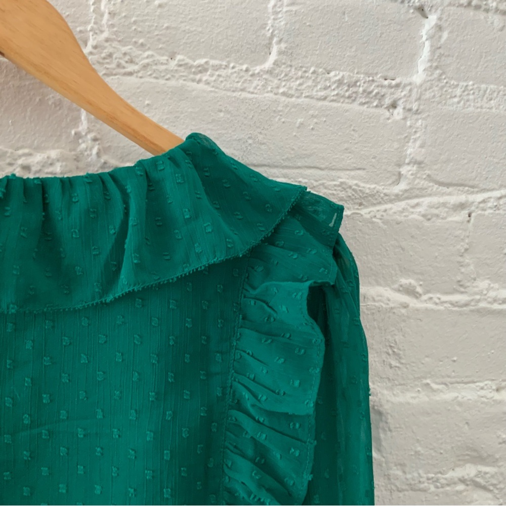 LOFT Green Ruffle Blouse - Picture 12 of 14